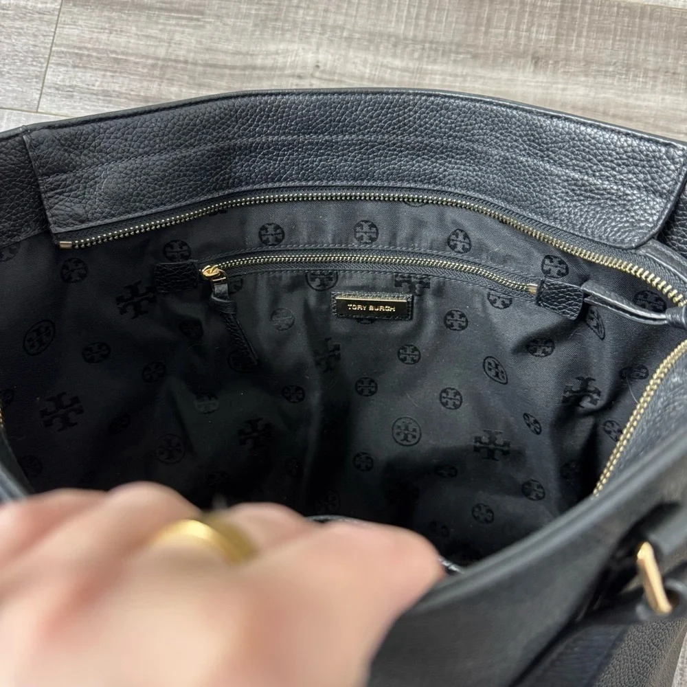 Tory Burch Thea Leather Tote Black w Tassels